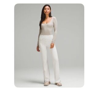 Lululemon Wundermost Nulu Square-Neck Long Sleeve Body Suit in Riverstone